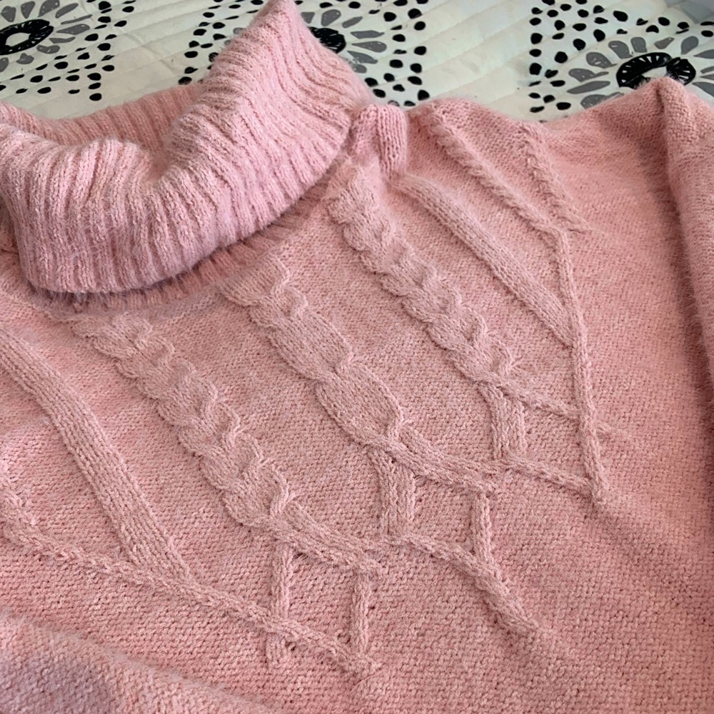 Solid Turtle Neck Boyfriend Pullover Sweater - image 2